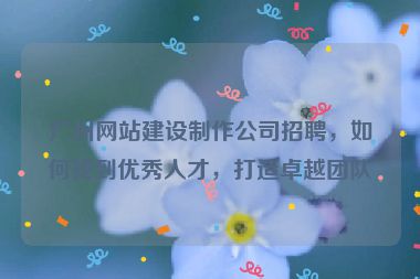 廣州網(wǎng)站建設(shè)制作公司招聘，如何找到優(yōu)秀人才，打造卓越團(tuán)隊