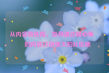 從內(nèi)容到連接，如何通過精心策劃的內(nèi)容打造強大的社區(qū)感
