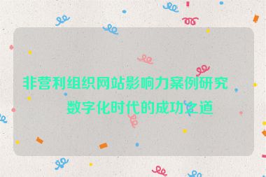 非營利組織網(wǎng)站影響力案例研究，數(shù)字化時代的成功之道