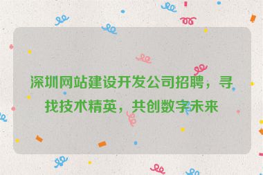 深圳網(wǎng)站建設(shè)開(kāi)發(fā)公司招聘，尋找技術(shù)精英，共創(chuàng)數(shù)字未來(lái)