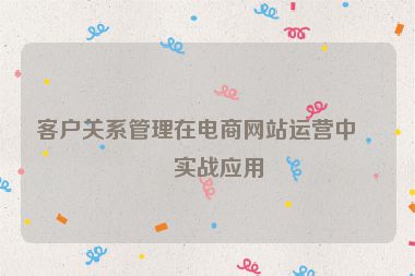 客戶關(guān)系管理在電商網(wǎng)站運營中的實戰(zhàn)應(yīng)用