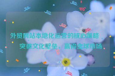 外貿(mào)網(wǎng)站本地化運營的核心策略，突破文化壁壘，贏得全球市場