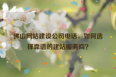 佛山網(wǎng)站建設(shè)公司電話，如何選擇靠譜的建站服務(wù)商？