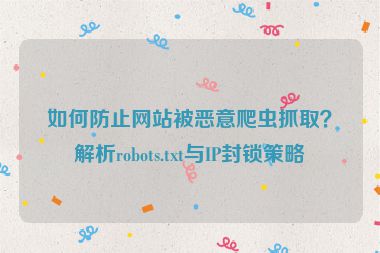 如何防止網(wǎng)站被惡意爬蟲(chóng)抓??？解析robots.txt與IP封鎖策略