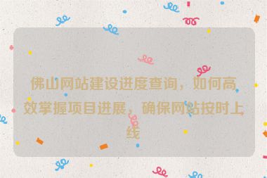 佛山網(wǎng)站建設(shè)進(jìn)度查詢(xún)，如何高效掌握項(xiàng)目進(jìn)展，確保網(wǎng)站按時(shí)上線