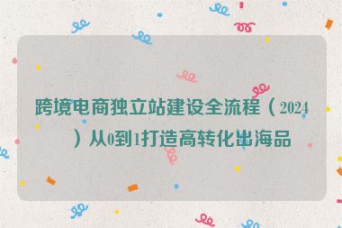 跨境電商獨立站建設(shè)全流程（2024版）從0到1打造高轉(zhuǎn)化出海品牌