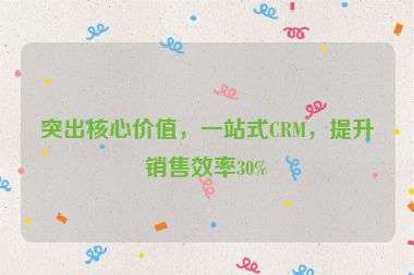 突出核心價值，一站式CRM，提升銷售效率30%