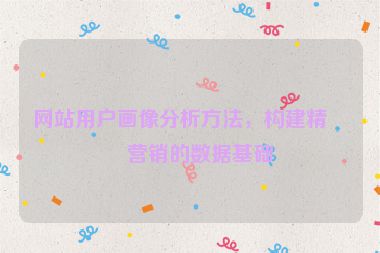 網(wǎng)站用戶畫像分析方法，構(gòu)建精準營銷的數(shù)據(jù)基礎(chǔ)