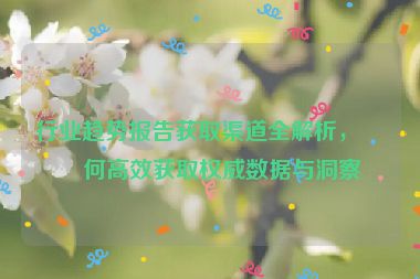 行業(yè)趨勢報告獲取渠道全解析，如何高效獲取權(quán)威數(shù)據(jù)與洞察