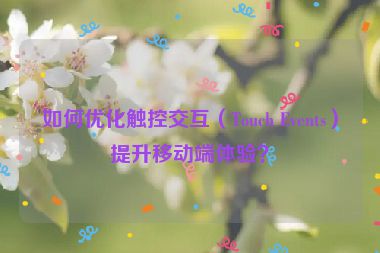 如何優(yōu)化觸控交互（Touch Events）提升移動端體驗？