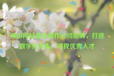 佛山網(wǎng)站建設(shè)制作公司招聘，打造數(shù)字化未來，尋找優(yōu)秀人才