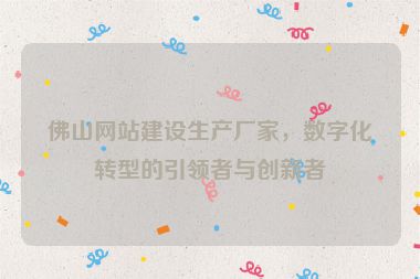 佛山網(wǎng)站建設生產(chǎn)廠家，數(shù)字化轉(zhuǎn)型的引領者與創(chuàng)新者