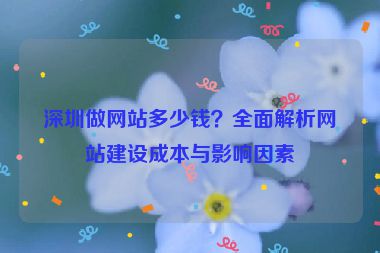 深圳做網(wǎng)站多少錢？全面解析網(wǎng)站建設(shè)成本與影響因素