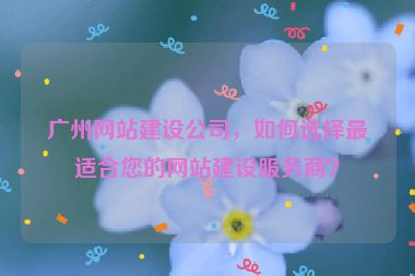 廣州網(wǎng)站建設(shè)公司，如何選擇最適合您的網(wǎng)站建設(shè)服務(wù)商？