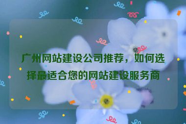 廣州網(wǎng)站建設公司推薦，如何選擇最適合您的網(wǎng)站建設服務商