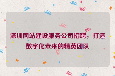 深圳網(wǎng)站建設(shè)服務(wù)公司招聘，打造數(shù)字化未來(lái)的精英團(tuán)隊(duì)