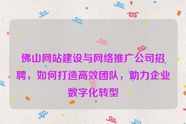 佛山網(wǎng)站建設與網(wǎng)絡推廣公司招聘，如何打造高效團隊，助力企業(yè)數(shù)字化轉(zhuǎn)型