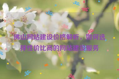 佛山網(wǎng)站建設價格解析，如何選擇性價比高的網(wǎng)站建設服務