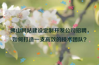 佛山網(wǎng)站建設定制開發(fā)公司招聘，如何打造一支高效的技術(shù)團隊？