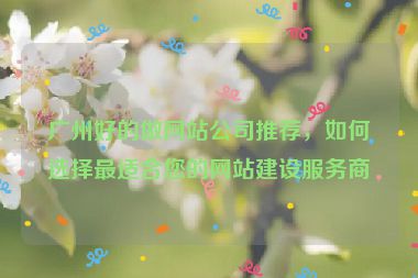 廣州好的做網(wǎng)站公司推薦，如何選擇最適合您的網(wǎng)站建設(shè)服務(wù)商