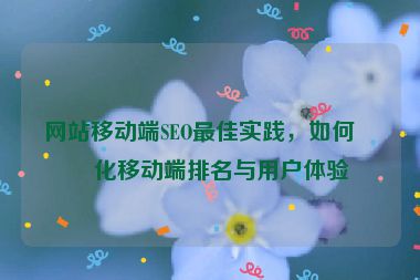 網(wǎng)站移動端SEO最佳實踐，如何優(yōu)化移動端排名與用戶體驗