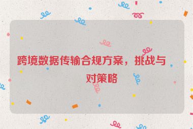 跨境數(shù)據(jù)傳輸合規(guī)方案，挑戰(zhàn)與應(yīng)對(duì)策略