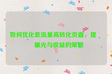 如何優(yōu)化低流量高轉(zhuǎn)化頁(yè)面，提升曝光與收益的策略