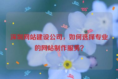 深圳網(wǎng)站建設(shè)公司，如何選擇專業(yè)的網(wǎng)站制作服務(wù)？
