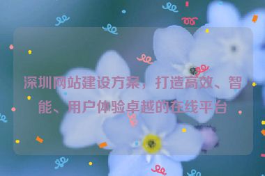 深圳網(wǎng)站建設(shè)方案，打造高效、智能、用戶體驗卓越的在線平臺