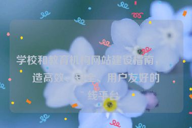 學(xué)校和教育機(jī)構(gòu)網(wǎng)站建設(shè)指南，打造高效、安全、用戶友好的在線平臺(tái)