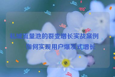 私域流量池的裂變?cè)鲩L(zhǎng)實(shí)戰(zhàn)案例，如何實(shí)現(xiàn)用戶爆發(fā)式增長(zhǎng)
