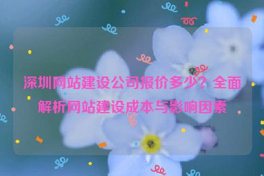 深圳網(wǎng)站建設(shè)公司報(bào)價(jià)多少？全面解析網(wǎng)站建設(shè)成本與影響因素
