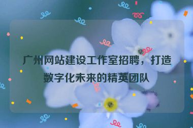 廣州網(wǎng)站建設(shè)工作室招聘，打造數(shù)字化未來的精英團(tuán)隊