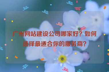 廣州網(wǎng)站建設(shè)公司哪家好？如何選擇最適合你的服務(wù)商？