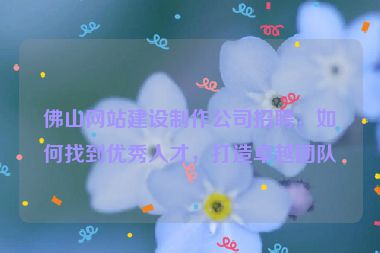 佛山網(wǎng)站建設制作公司招聘，如何找到優(yōu)秀人才，打造卓越團隊
