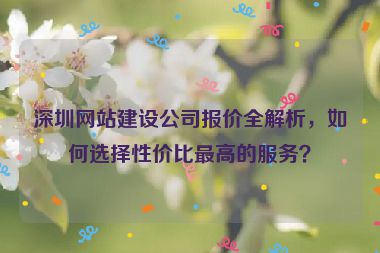 深圳網(wǎng)站建設(shè)公司報(bào)價(jià)全解析，如何選擇性價(jià)比最高的服務(wù)？