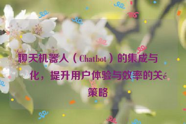 聊天機(jī)器人（Chatbot）的集成與優(yōu)化，提升用戶(hù)體驗(yàn)與效率的關(guān)鍵策略
