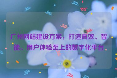 廣州網(wǎng)站建設(shè)方案，打造高效、智能、用戶體驗(yàn)至上的數(shù)字化平臺(tái)