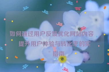如何通過用戶反饋優(yōu)化網(wǎng)站內(nèi)容，提升用戶體驗與轉化率的實用指南